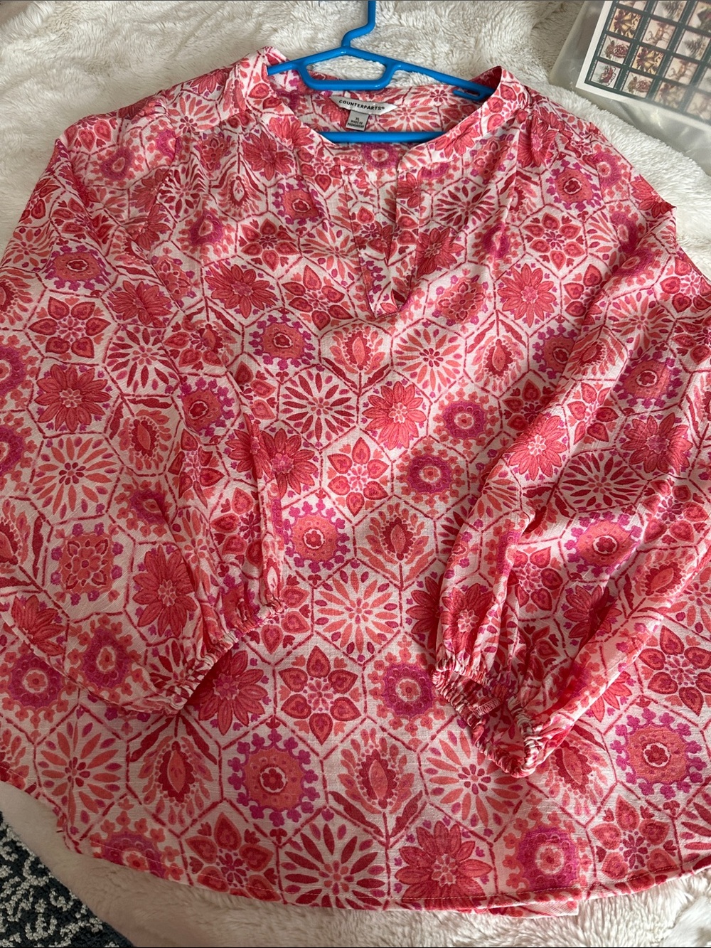 Counterparts Pink Floral Popover Blouse